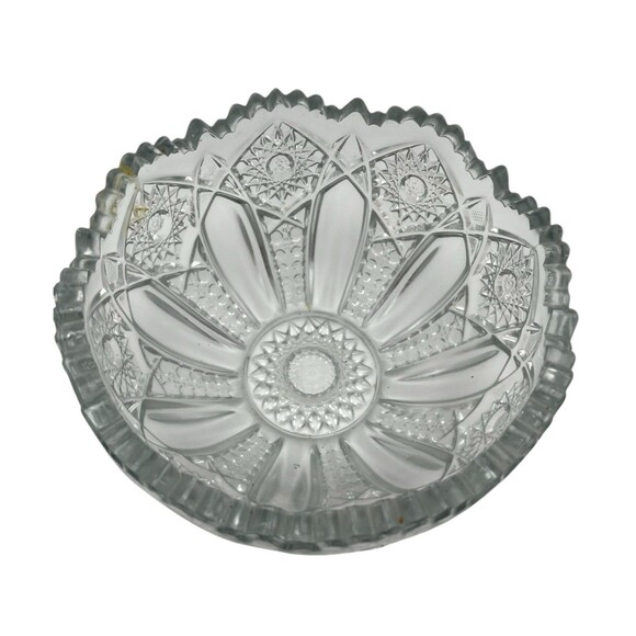 Vintage 1960s L.E. Smith Pinwheel & Stars Clear Pressed Thick Glass Bowl USA - Picture 3 of 4